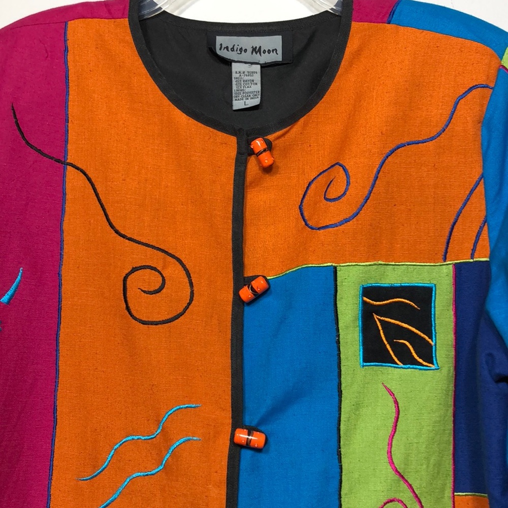 Funky Indigo Moon Patchwork Embroidered Artsy Boh… - image 3